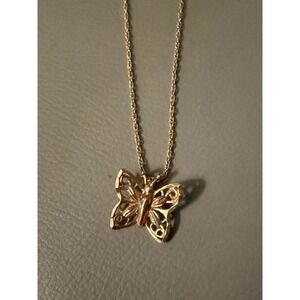 Estate 10K  Multi-Tone Gold Black Hills Butterfly Pendant w/Filled Chain 18" 462